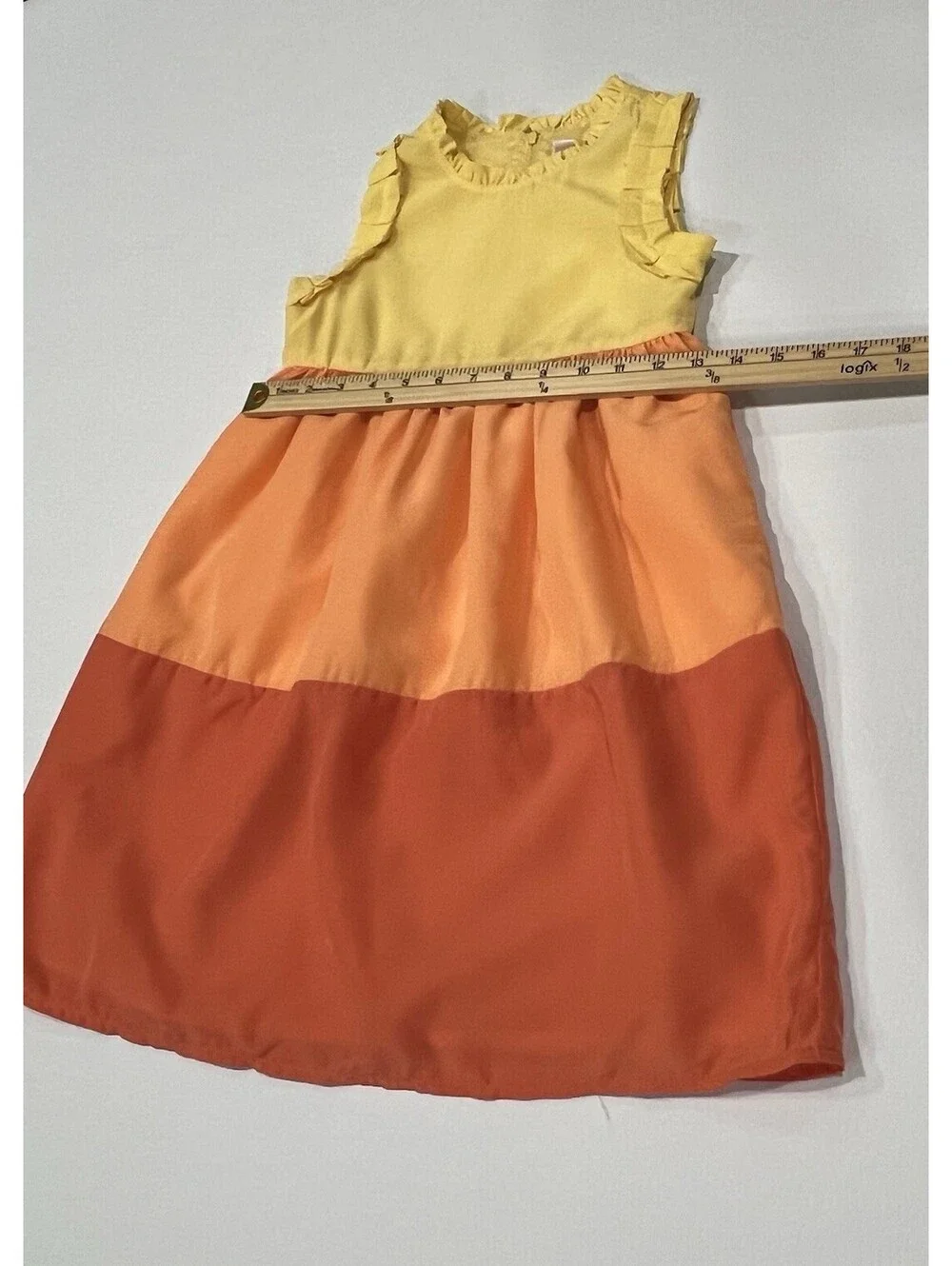 Gymboree Sunny Citrus Orange Yellow Color Block Tiered Lined Dress Size 7